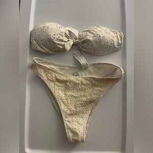 white mixed eyelet bikini
